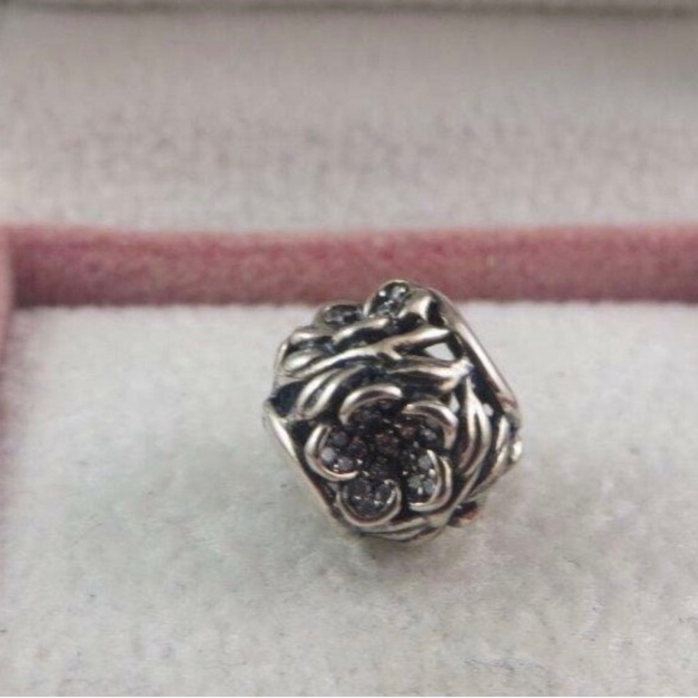 Pandora Flower Charm Openwork Pave Flower Charm Floral Charm Flowers Charm (F34)